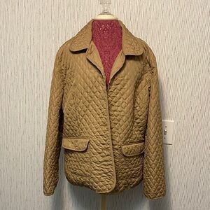 St John’s Bay Jacket Women’s Quilted Lightweight Beige Size XL with  Pockets